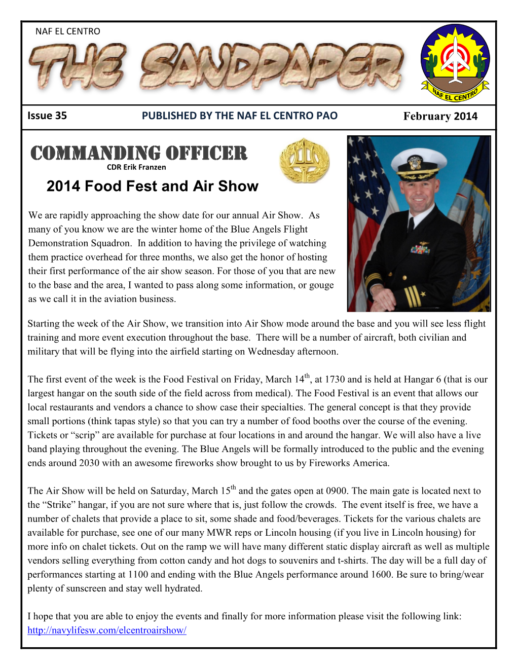 Commanding Officer CDR Erik Franzen 2014 Food Fest and Air Show