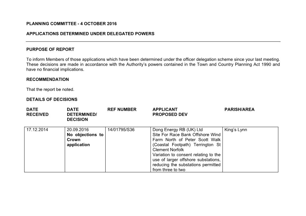 Planning Committee - 4 October 2016