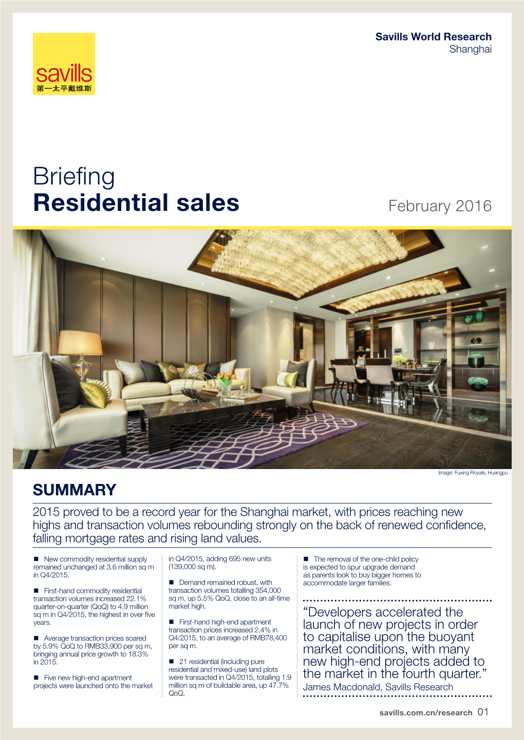 Briefing Residential Sales February 2016