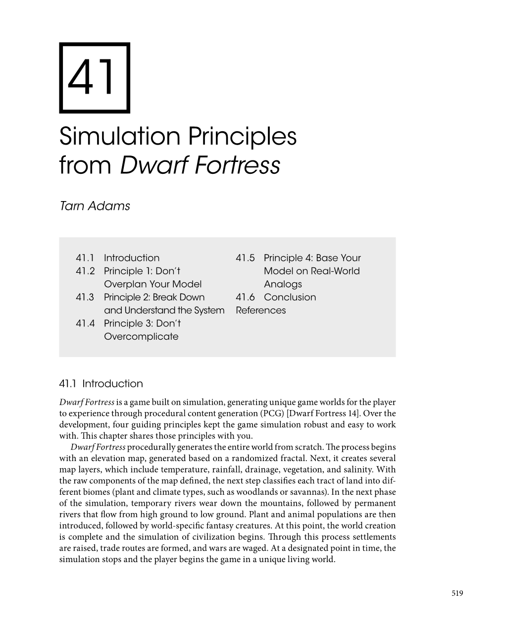 Simulation Principles from Dwarf Fortress