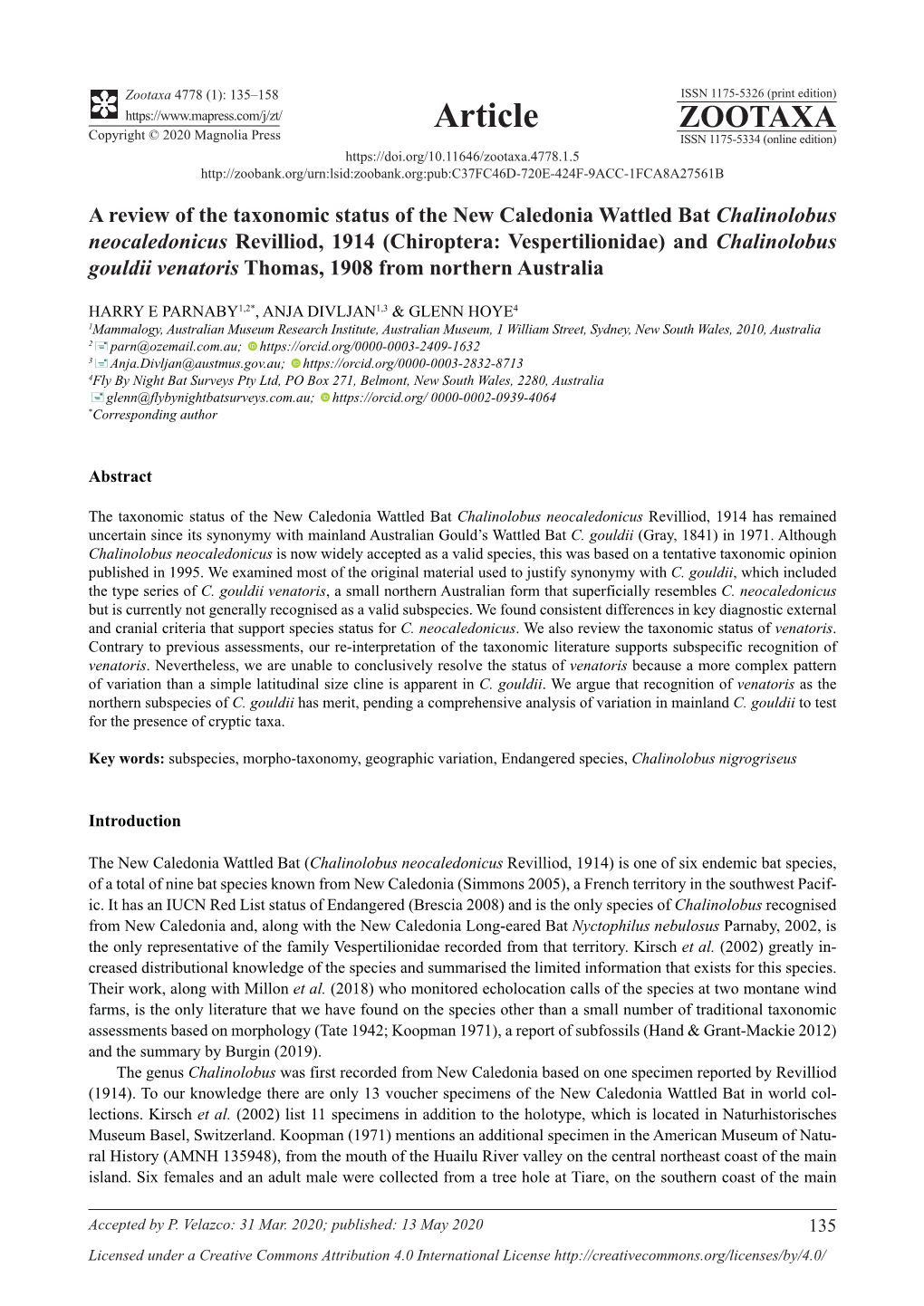 A Review of the Taxonomic Status of the New Caledonia Wattled