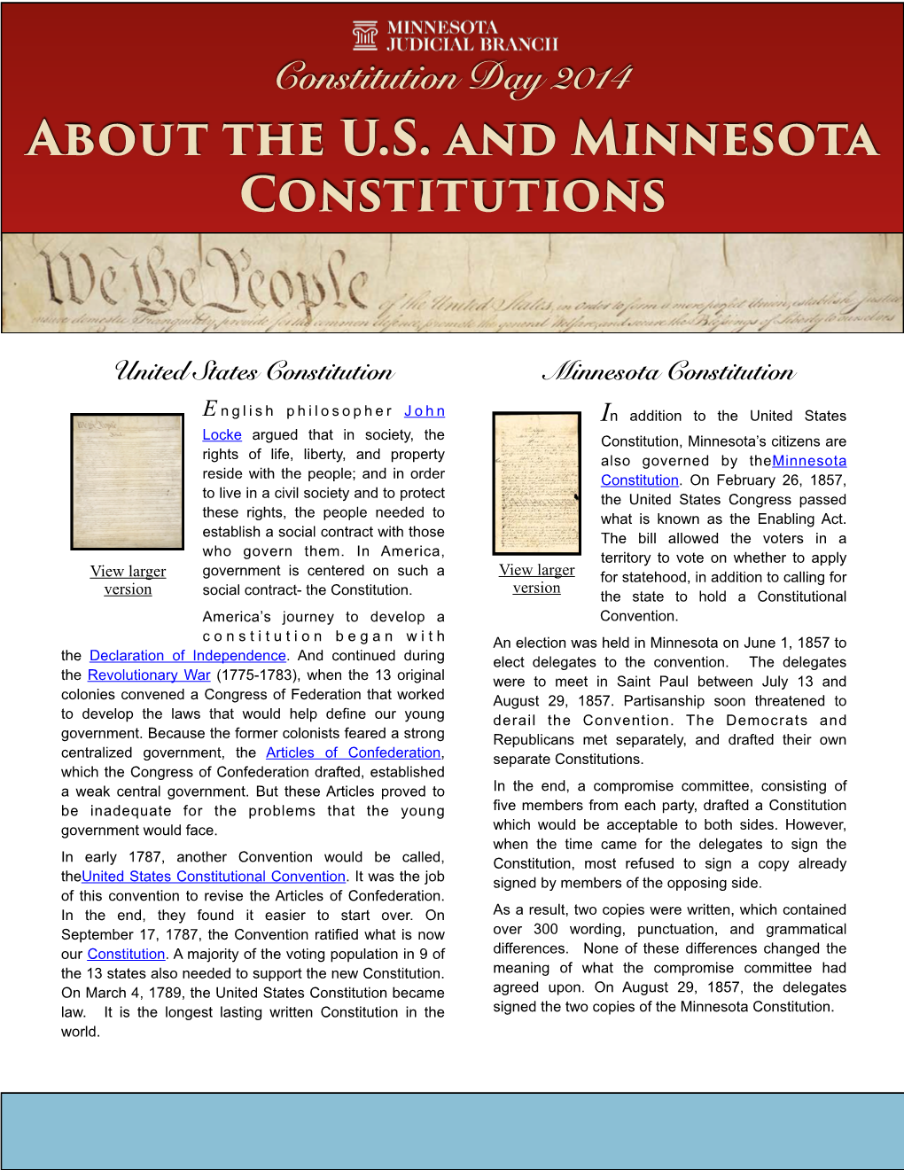 About the U.S. and Minnesota Constitutions