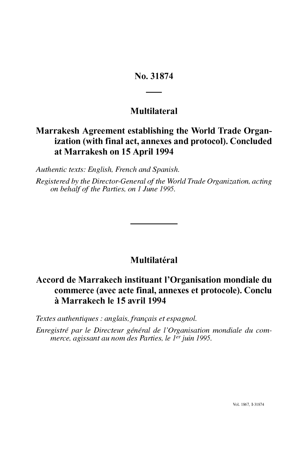 Marrakesh Agreement Establishing the World Trade Organization