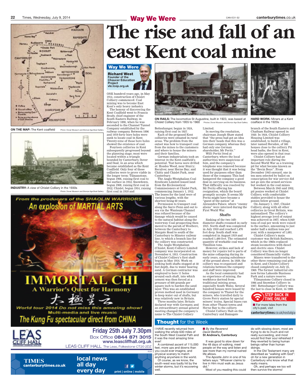 The Rise and Fall of an East Kent Coal Mine Way We Were Richard West Founder of the Chaucer Education P Ro J E C T Vle.Tcep.Org.Uk