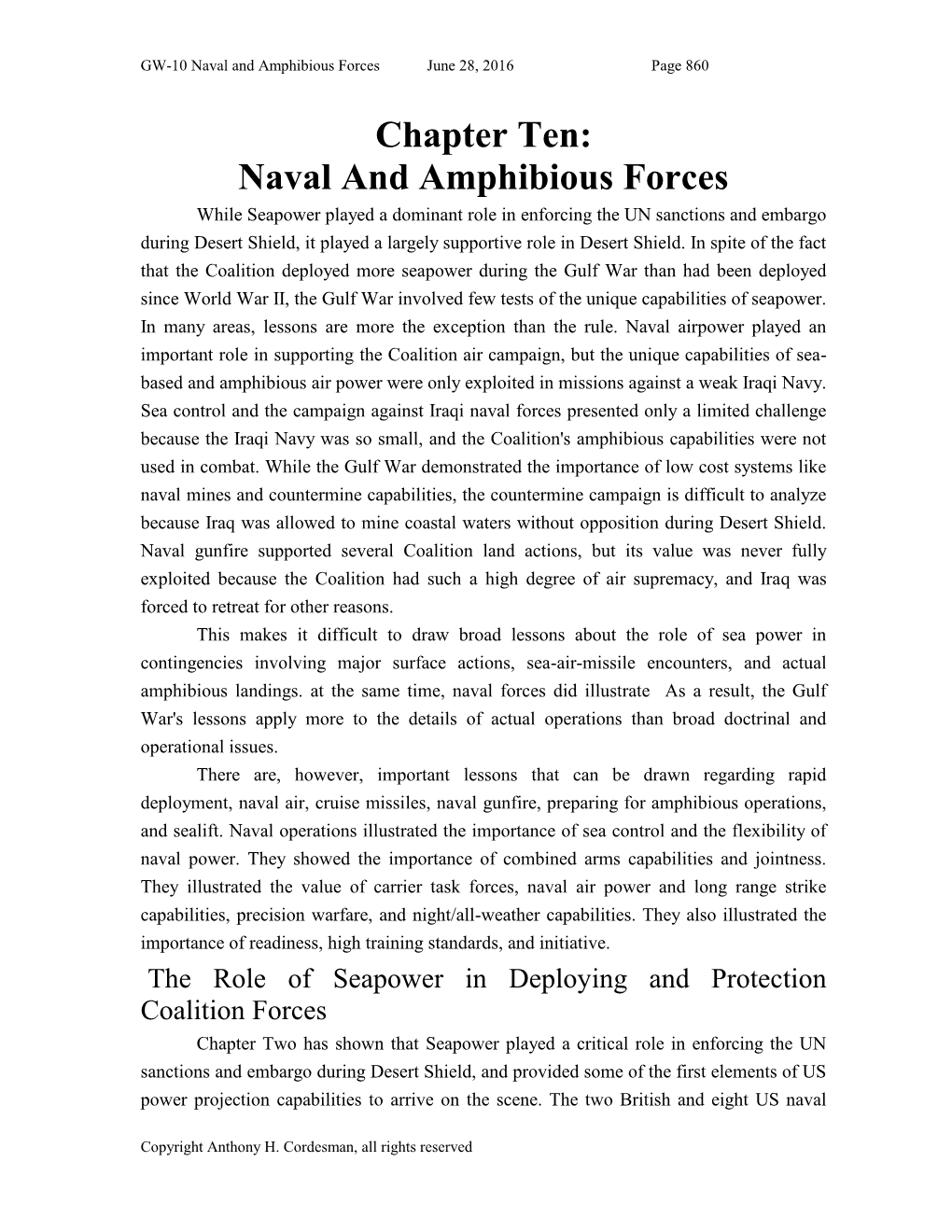 Chapter Ten: Naval and Amphibious Forces