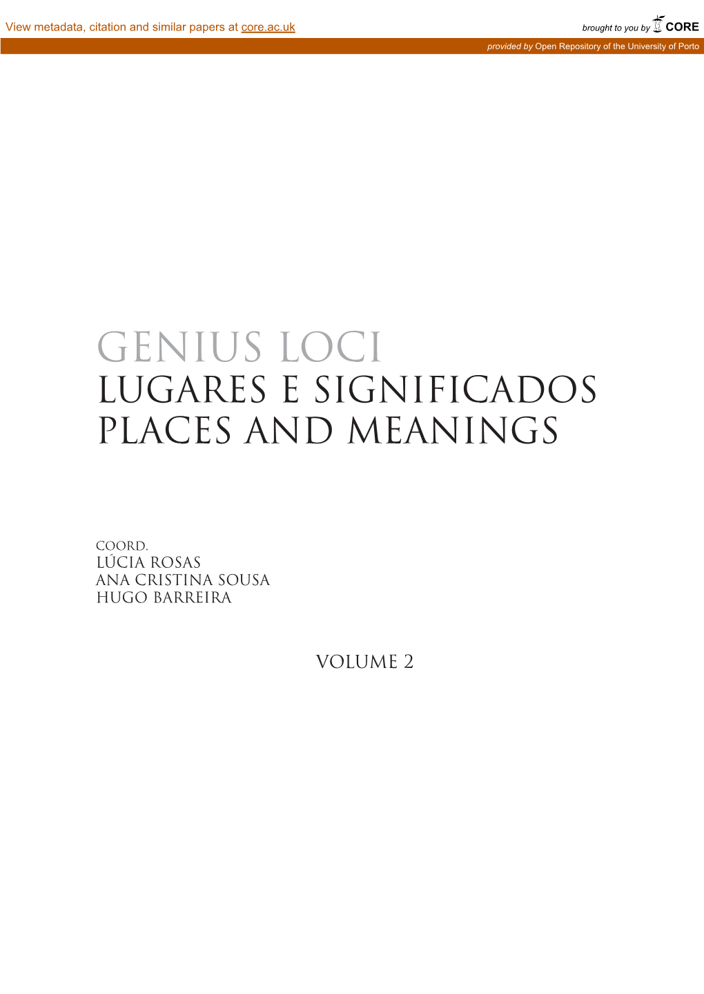 Genius Loci Lugares E Significados Places and Meanings