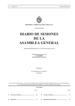 Diario De Sesiones De La Asamblea General