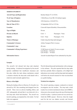 SERIOUS INCIDENT Aircraft Type and Registration: Hawker Hunter T7, G