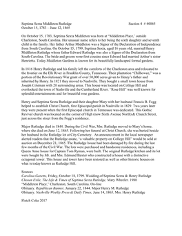 Septima Sexta Middleton Rutledge Section 4 # 40065 October 15, 1783 – June 12, 1865
