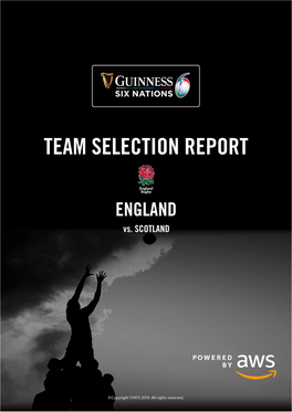 England TEAM SELECTION REPORT