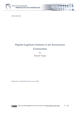 Popular Legislative Initiative in the Autonomous Communities by Eduardo Virgala