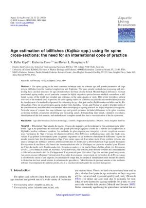 Age Estimation of Billfishes (Kajikia Spp.) Using Fin Spine Cross-Sections: the Need for an International Code of Practice