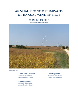 Annual Economic Impacts of Kansas Wind Energy 2020