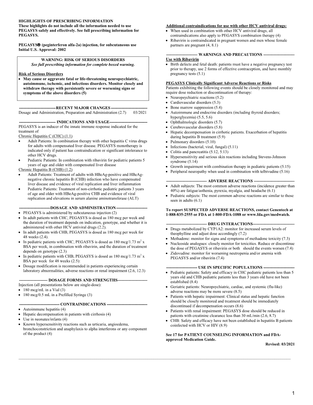 PEGASYS Prescribing Information