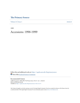 Accessions: 1998-1999