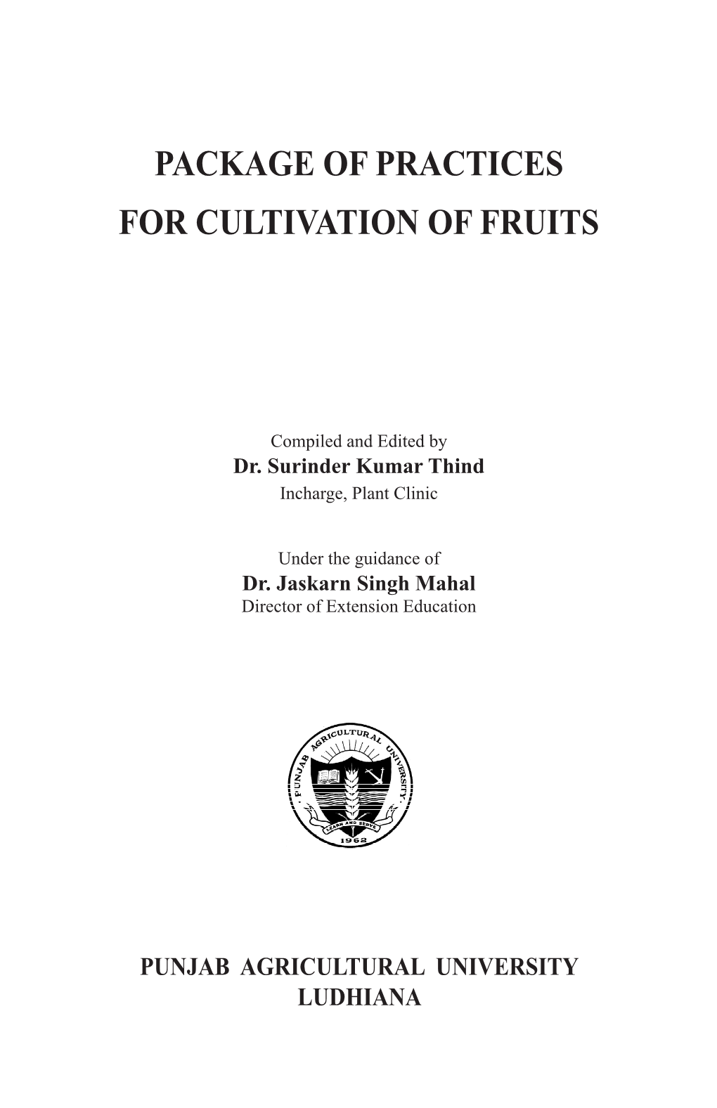 Package of Practices for Cultivation of Fruits