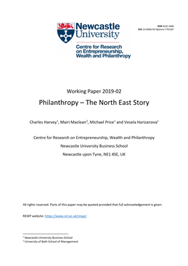 Philanthropy – the North East Story