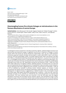 Disentangling Human-Fire-Climate Linkages at Mid-Elevations in the Šumava Mountains of Central Europe