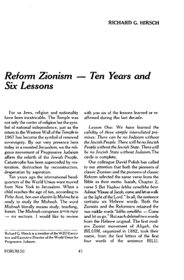 Reform Zionism — Ten Years and Six Lessons