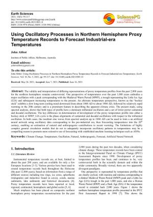 Using Oscillatory Processes in Northern Hemisphere Proxy Temperature Records to Forecast Industrial-Era Temperatures