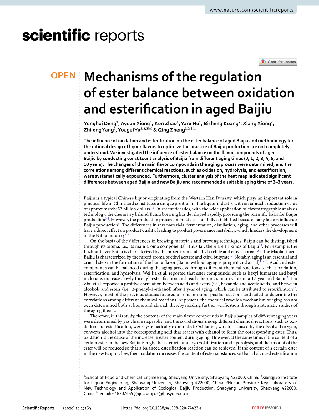 Mechanisms of the Regulation of Ester Balance Between Oxidation And