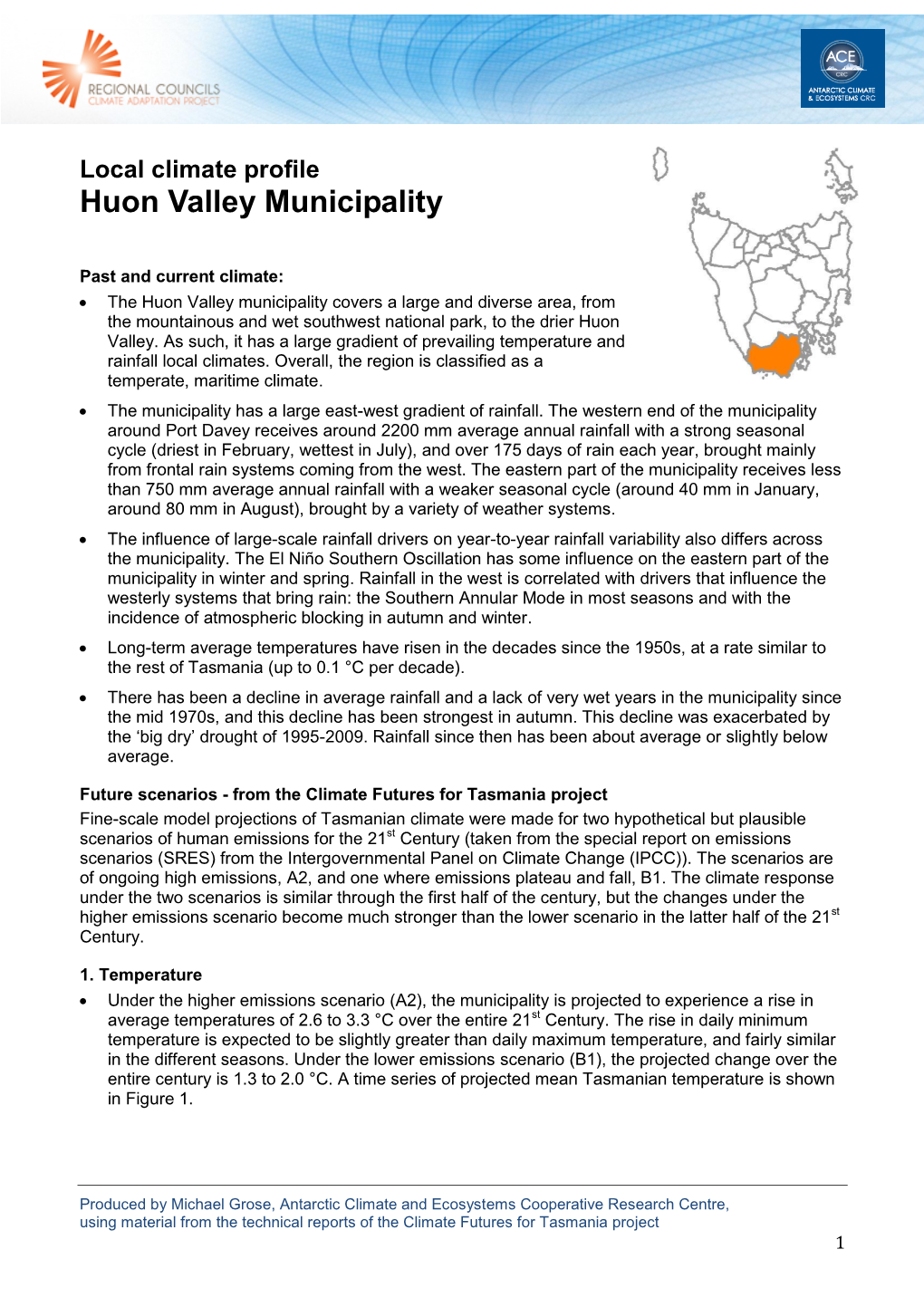 Huon Valley Climate Profile