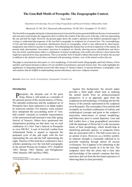 The Lion-Bull Motifs of Persepolis: the Zoogeographic Context