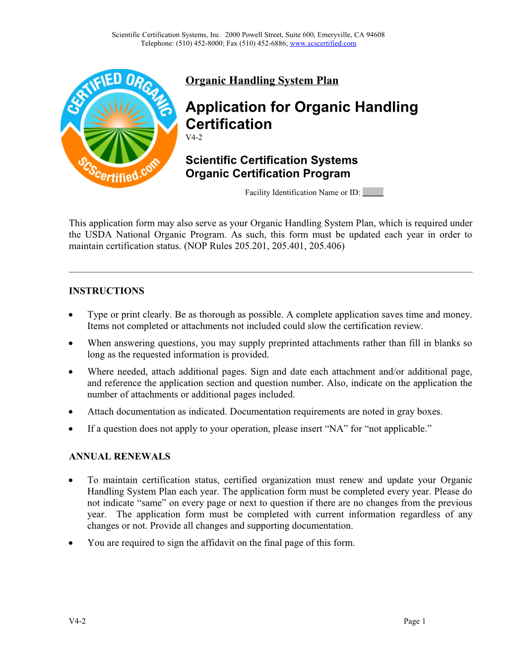 Organic Handling System Plan