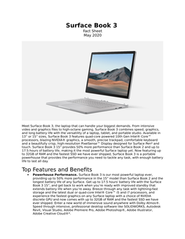 Surface Book 3 Fact Sheet May 2020