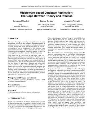 Middleware-Based Database Replication: the Gaps Between Theory and Practice