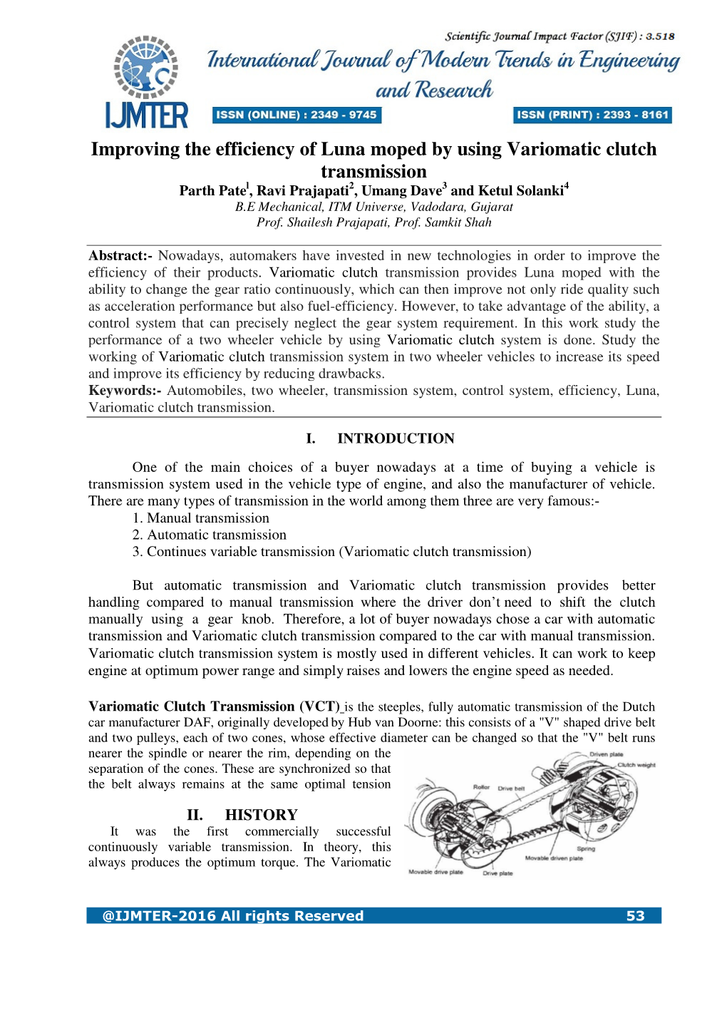 Improving the Efficiency of Luna Moped by Using Variomatic Clutch