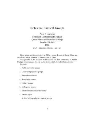 Classical Groups