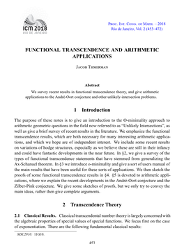 Functional Transcendence and Arithmetic Applications