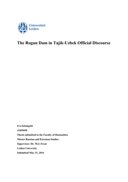 The Rogun Dam in Tajik-Uzbek Official Discourse