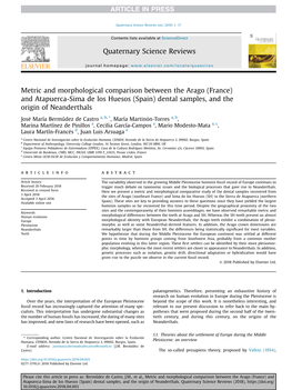 Metric and Morphological Comparison Between the Arago (France) and Atapuerca-Sima De Los Huesos (Spain) Dental Samples, and the Origin of Neanderthals