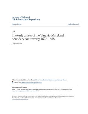 The Early Causes of the Virginia-Maryland Boundary