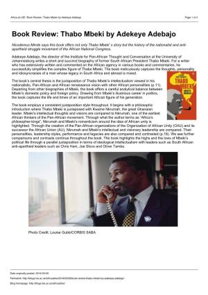 Africa at LSE: Book Review: Thabo Mbeki by Adekeye Adebajo Page 1 of 2