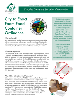 City to Enact Foam Food Container Ordinance