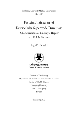 Protein Engineering of Extracellular Superoxide Dismutase - Characterization of Binding to Heparin and Cellular Surfaces