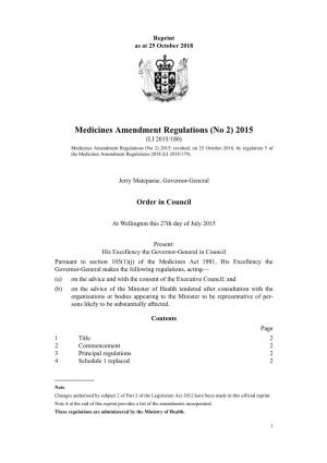 Medicines Amendment Regulations (No 2) 2015
