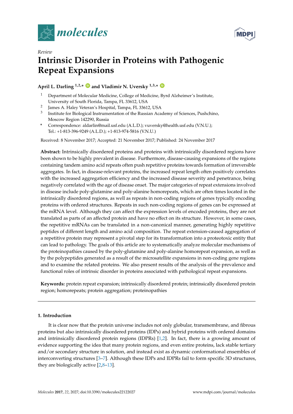 Intrinsic Disorder in Proteins with Pathogenic Repeat Expansions