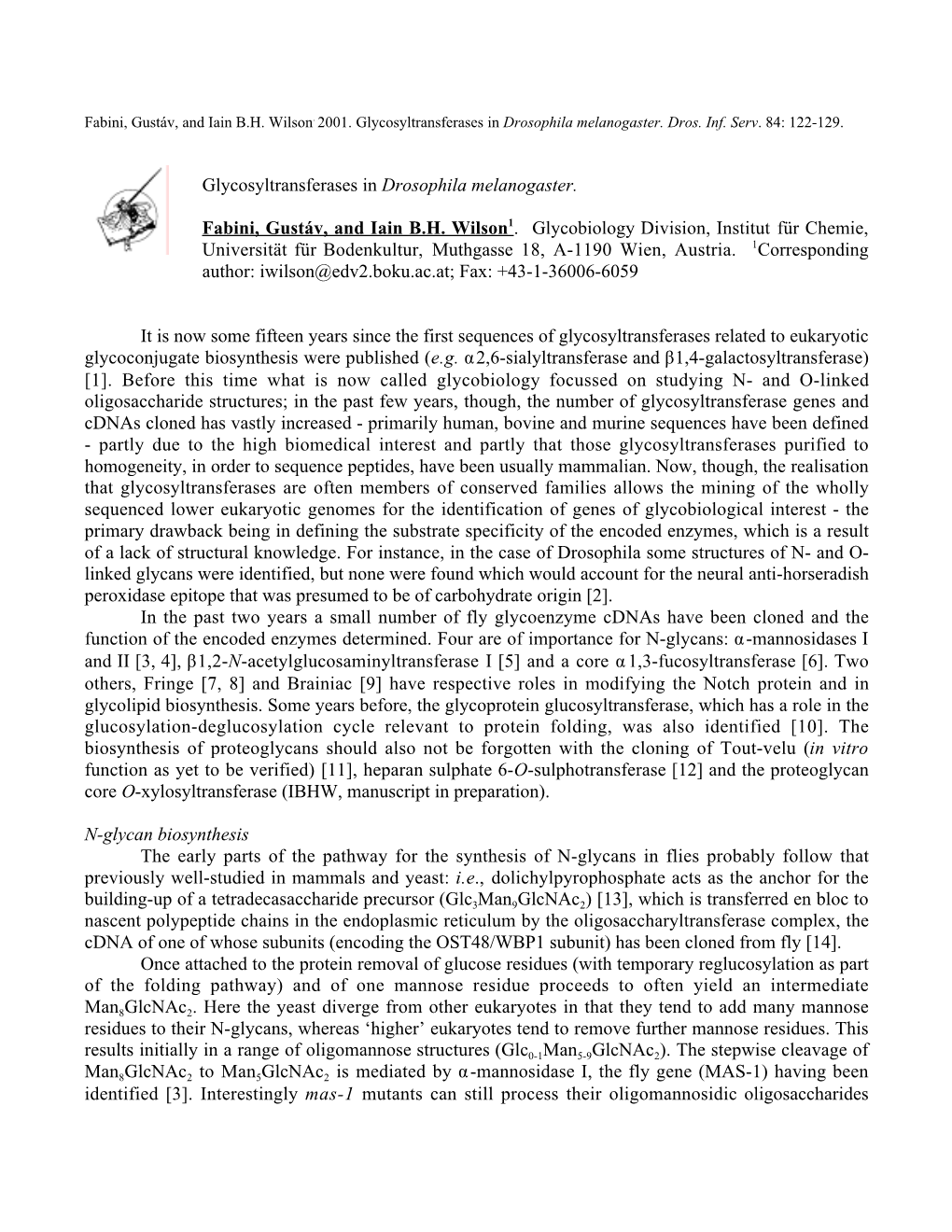 Glycosyltransferases in Drosophila Melanogaster. Fabini, Gustáv, And