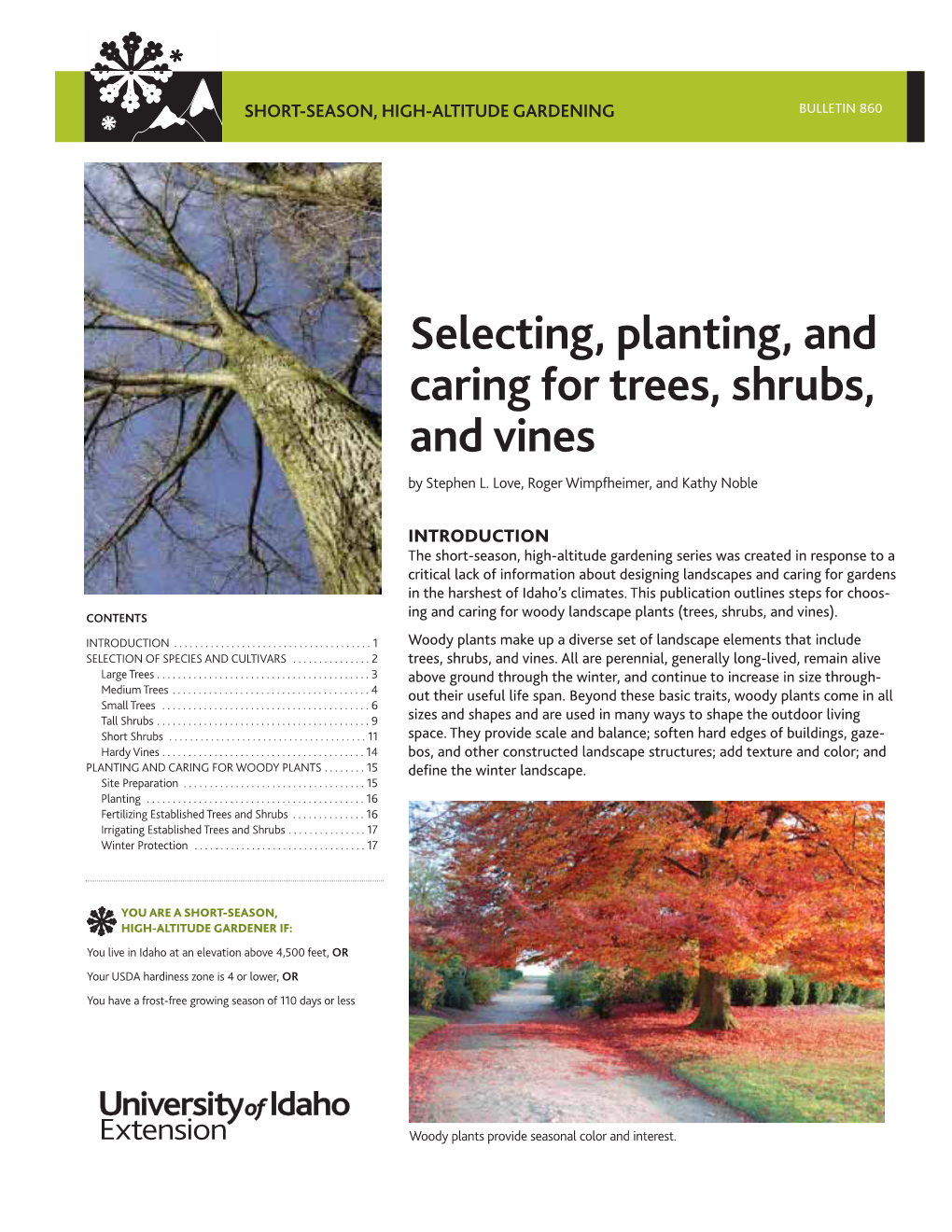 Selecting, Planting, and Caring for Trees, Shrubs, and Vines by Stephen L