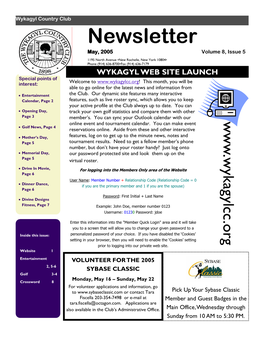 Newsletter May, 2005 Volume 8, Issue 5