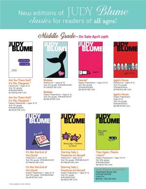 New Editions of Judyblume Classics for Readers of All Ages!