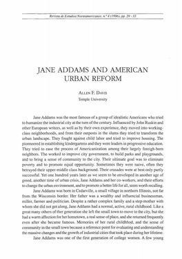 Jane Addams and American Urban Reform