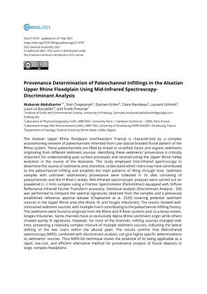 Provenance Determination of Paleochannel Infillings in the Alsatian Upper Rhine Floodplain Using Mid-Infrared Spectroscopy- Discriminant Analysis