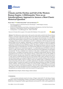 Climate and the Decline and Fall of the Western Roman Empire: a Bibliometric View on an Interdisciplinary Approach to Answer a Most Classic Historical Question