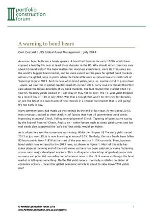 A Warning to Bond Bears