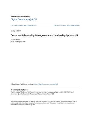 Customer Relationship Management and Leadership Sponsorship